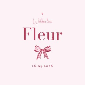 Geboortekaartje meisje vintage strikje klassiek roze stippen