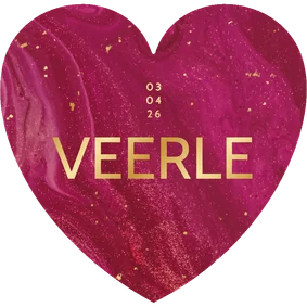 Geboortekaartje meisjes in hartvorm met roze marmer