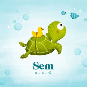 Geboortekaartje met lieve schildpad