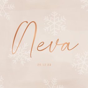 Geboortekaartje met sneeuwvlokjes winter seizoen beige