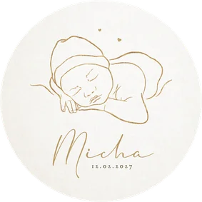 Geboortekaartje met tekening van baby goud hartjes lief