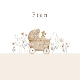 Geboortekaartje naturel wieg