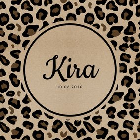 Geboortekaartje panterprint kraftlook