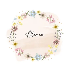 Geboortekaartje pastel bloemenkrans
