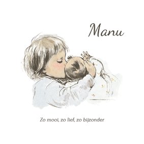 Geboortekaartje pentekening baby grote broer in kleur