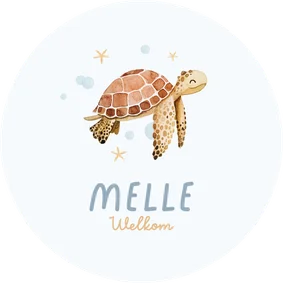 Geboortekaartje schildpad onderwater zee cirkelvorm
