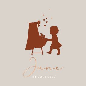 Geboortekaartje silhouet wieg zusje