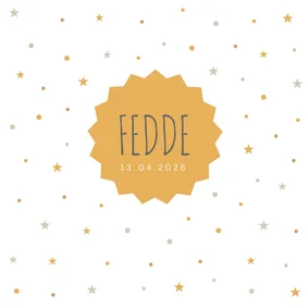 Geboortekaartje sterretjes okergeel mint