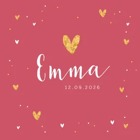 Geboortekaartje stijlvol less is more hartjes foto