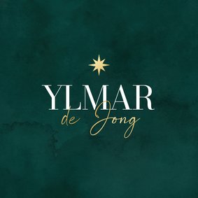 Geboortekaartje stijlvol waterverf ster winter goud groen