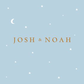 Geboortekaartje tweeling jongens sterren maan