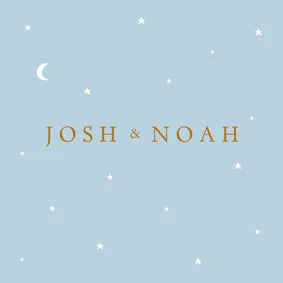 Geboortekaartje tweeling jongens sterren maan