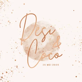 Geboortekaartje tweeling maan met koperspetters