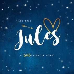 Geboortekaartje universum goud sterren jongen