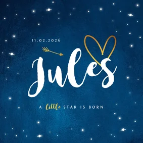 Geboortekaartje universum goud sterren jongen