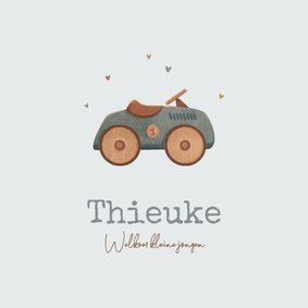 Geboortekaartje vintage jongen auto speelgoed