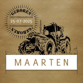 Geboortekaartje vintage tractor 