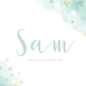 geboortekaartje voor een jongen sterren waterverf en goud