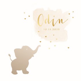 Geboortekaartje watercolor olifant groen