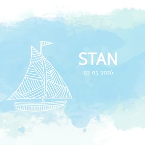 Geboortekaartje zeilboot golf