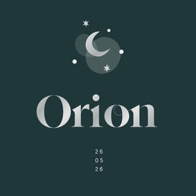 Geboortekaartje zilverfolie maantje en sterren