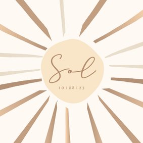 Geboortekaartje, Zonnestralen natuurlijke tinten