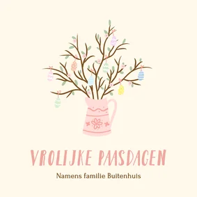 Geel paaskaartje met paastak illustratie vrolijke paasdagen