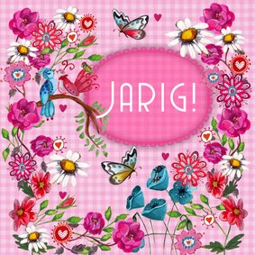 Gefeliciteerd BB Bloemen Roze Vlinders