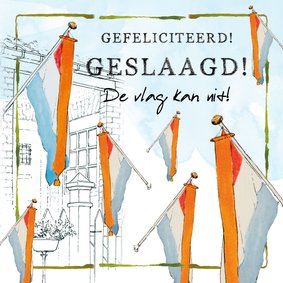 Gefeliciteerd geslaagd de vlag kan uit!