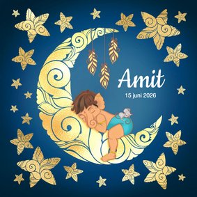 Geïllustreerd geboortekaartje met baby Ganesha