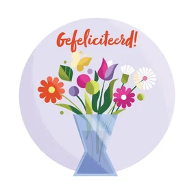 Geïllustreerde verjaardagskaart vaas met bloemen