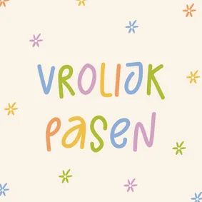 Gekleurd paaskaartje vrolijk pasen kleine bloemetjes patroon