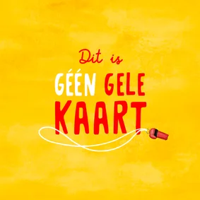 Gele verjaardagskaart met fluitje