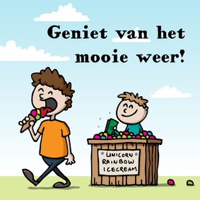 Geniet van het mooie weer - eenhoorn ijs
