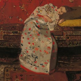 George Breitner. Meisje in witte kimono op sofa