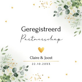 Geregistreerd partnerschap kaart uitnodiging groen botanisch