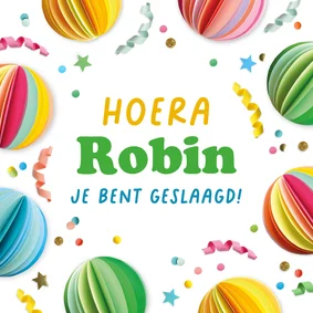 Geslaagd kaart confetti en feestversiering