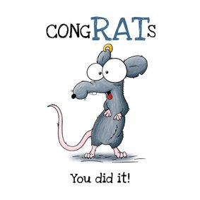 Geslaagd kaart 'congRATs you did it'