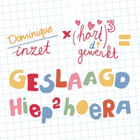Geslaagd kaart met formule