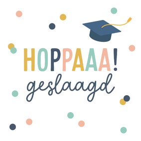 Geslaagd kaart met kleurrijke confetti