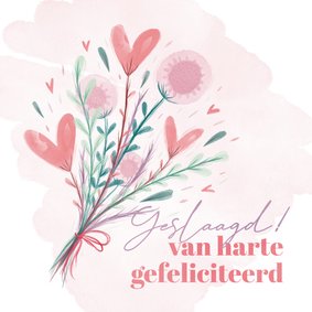 Geslaagd kaart met waterverf bloemen