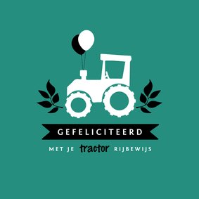 Geslaagd kaart rijbewijs tractor ballonnen hip