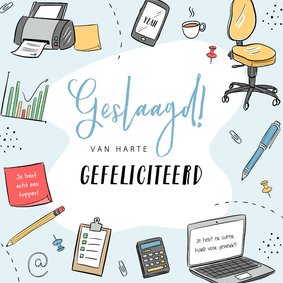 Geslaagd kaart schoolexamen diploma illustraties leren