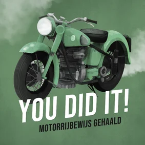 Geslaagd kaart stoer motorrijbewijs gehaald you did it