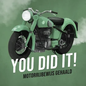 Geslaagd kaart stoer motorrijbewijs gehaald you did it