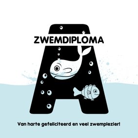 Geslaagd kaart zwemdiploma A opspattend water