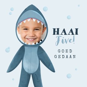 Geslaagd kaart zwemdiploma haai five foto grappig