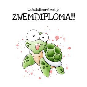 Geslaagd kaart zwemdiploma - Zeeschildpad