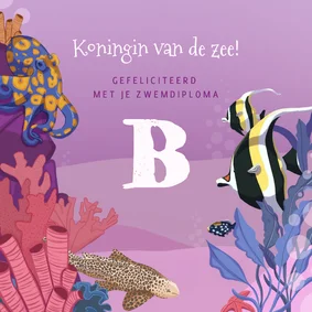 Geslaagd kaart zwemdiplomaB koningin van de zee