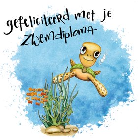 Geslaagd kaarten zeeschildpad zwemdiploma A,B,C of anders 